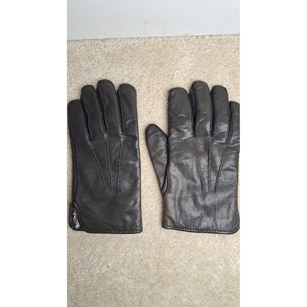 Hawk by Gates Leather Gloves XL Black Mens Fur Lined Winter Warm Dress Y2K